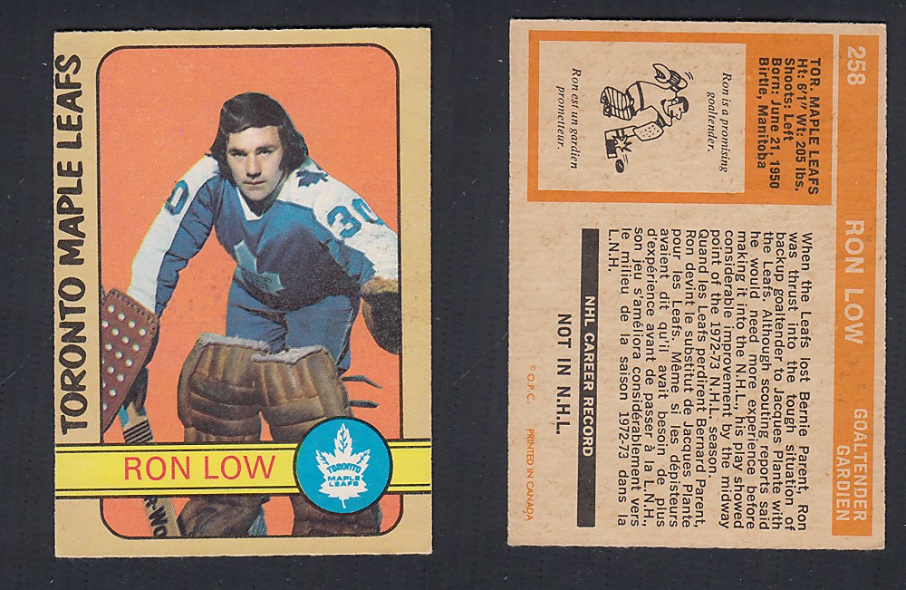1972-73 O-PEE-CHEE HOCKEY CARD #258 R. LOW photo