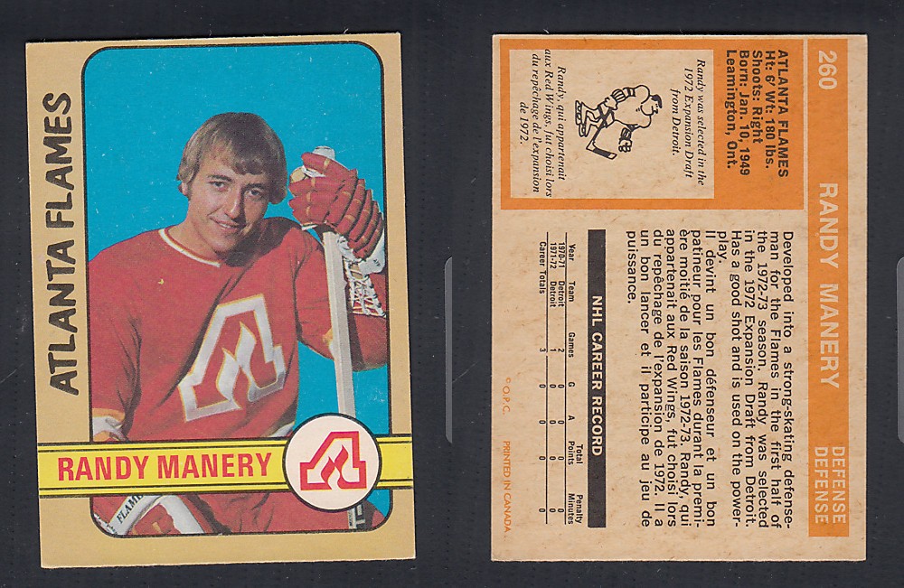 1972-73 O-PEE-CHEE HOCKEY CARD #260 R. MANERY photo