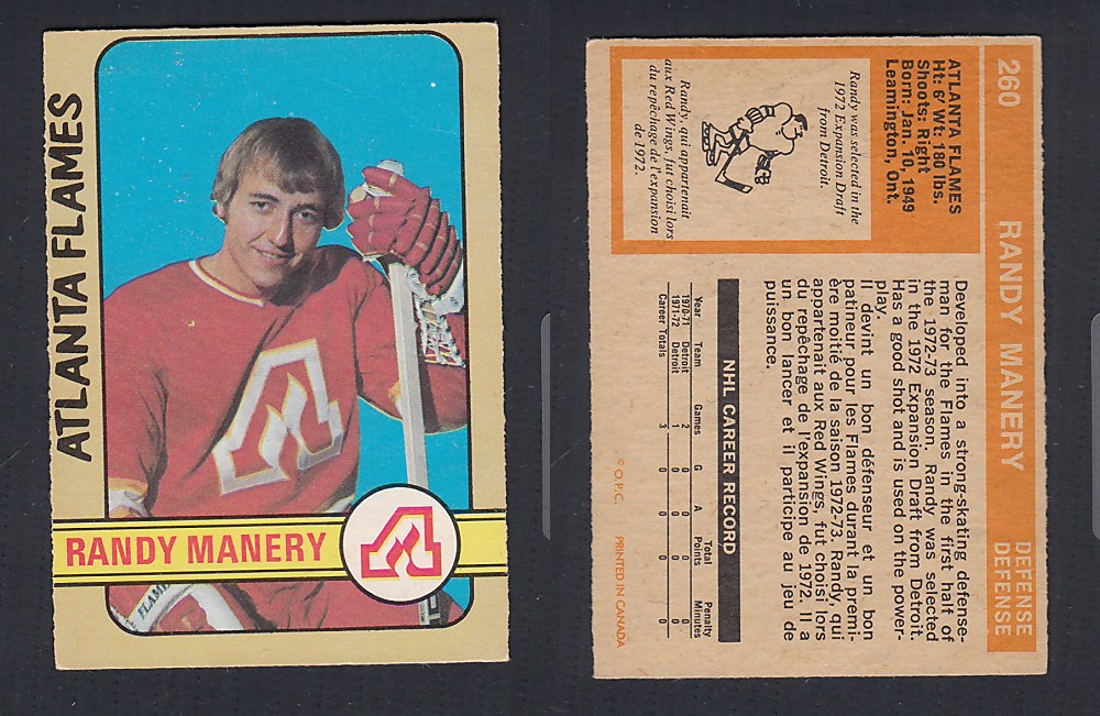 1972-73 O-PEE-CHEE HOCKEY CARD #260 R. MANERY photo