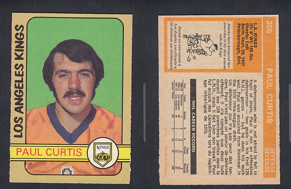 1972-73 O-PEE-CHEE HOCKEY CARD #266 P. CURTIS photo