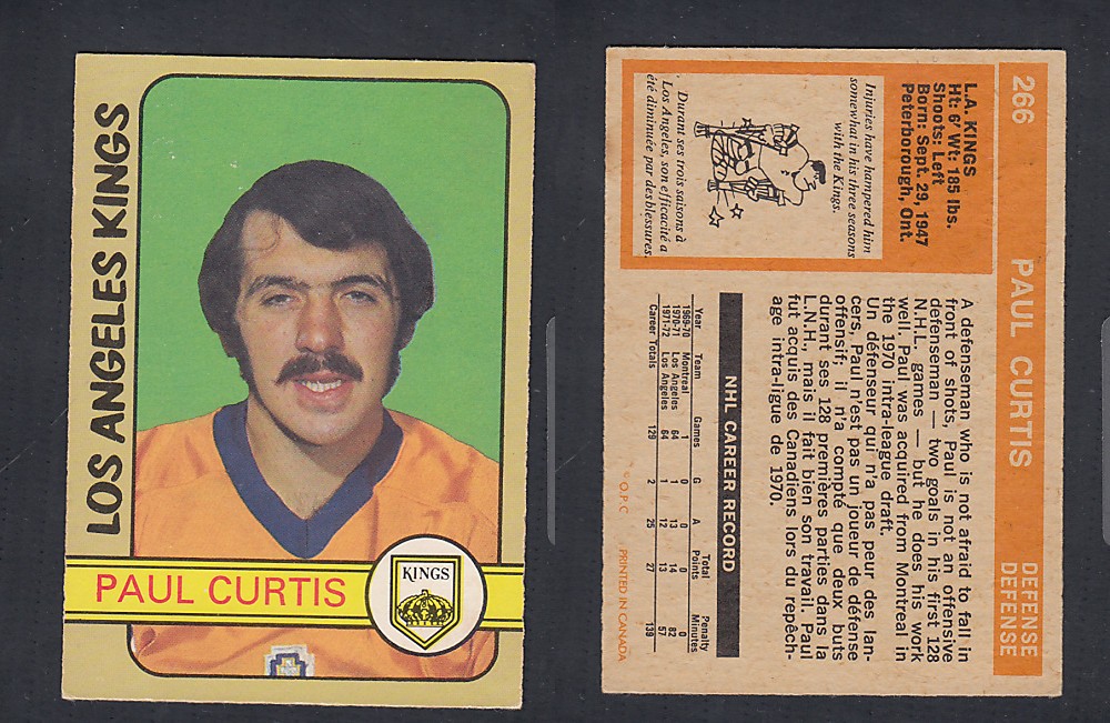 1972-73 O-PEE-CHEE HOCKEY CARD #266 P. CURTIS photo