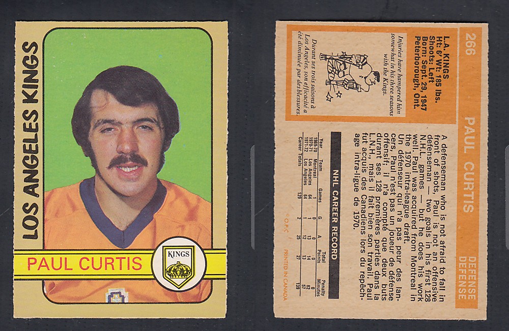 1972-73 O-PEE-CHEE HOCKEY CARD #266 P. CURTIS photo