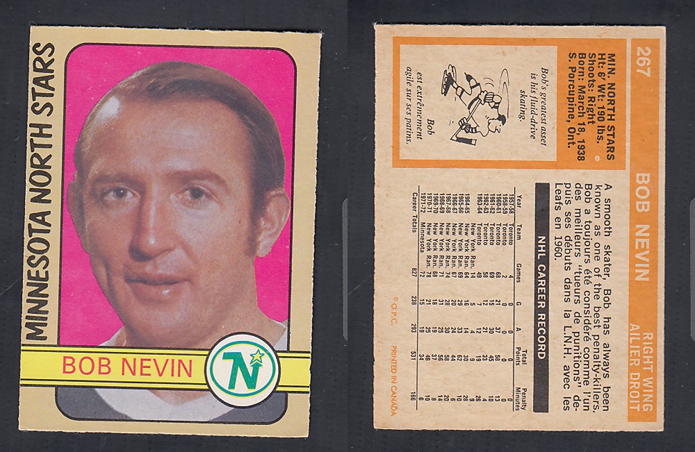 1972-73 O-PEE-CHEE HOCKEY CARD #267 B. NEVIN photo