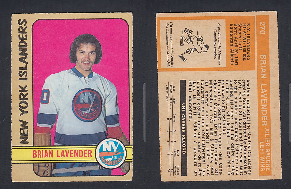 1972-73 O-PEE-CHEE HOCKEY CARD #270 B. LAVENDER photo