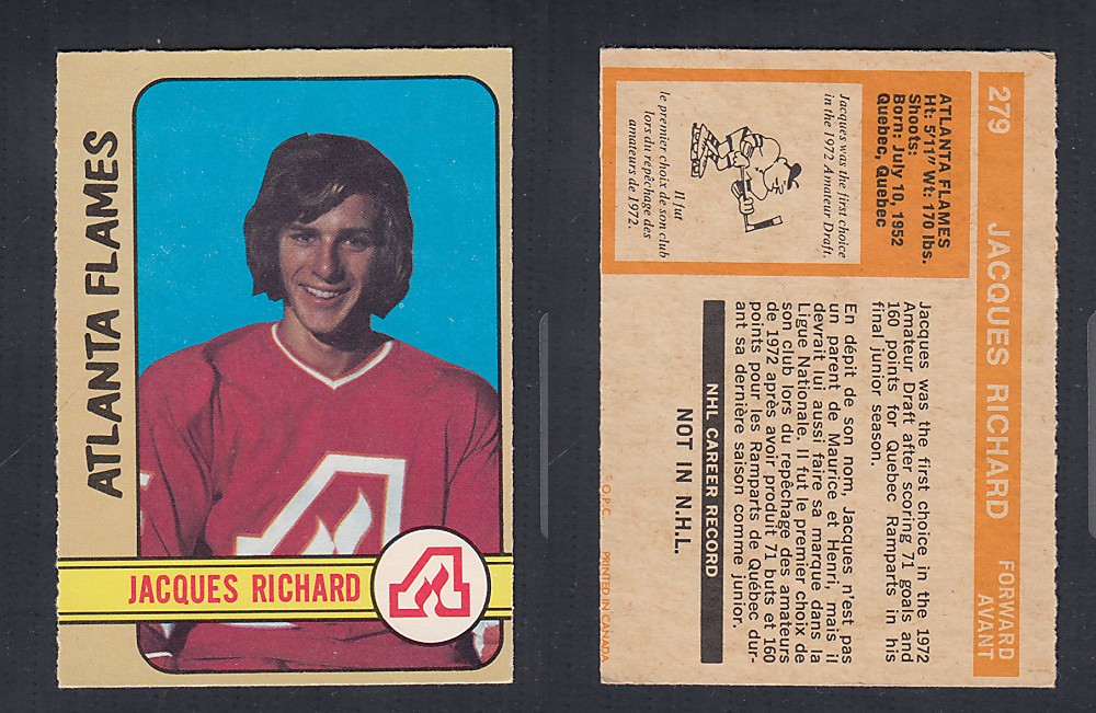 1972-73 O-PEE-CHEE HOCKEY CARD #279 J. RICHARD photo
