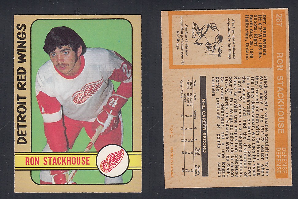 1972-73 O-PEE-CHEE HOCKEY CARD #287 R. STACKHOUSE photo