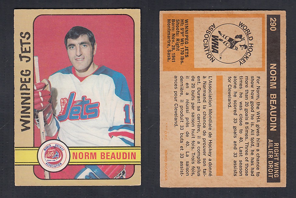 1972-73 O-PEE-CHEE HOCKEY CARD #290 N. BEAUDIN photo