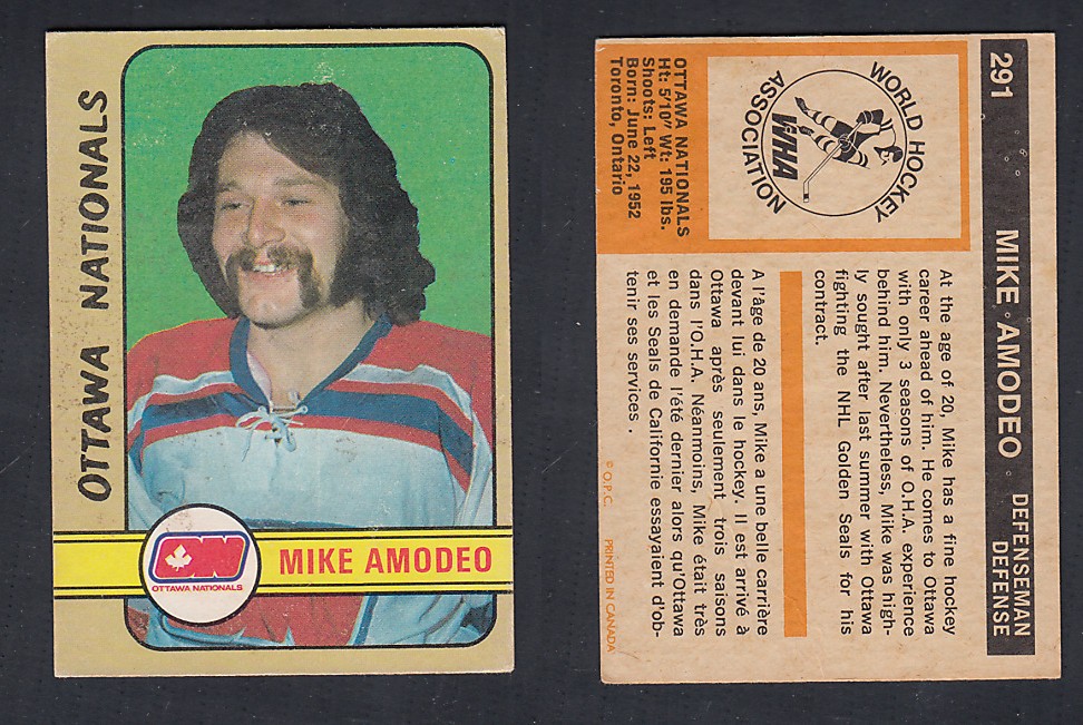 1972-73 O-PEE-CHEE HOCKEY CARD #291 M. AMODEO photo