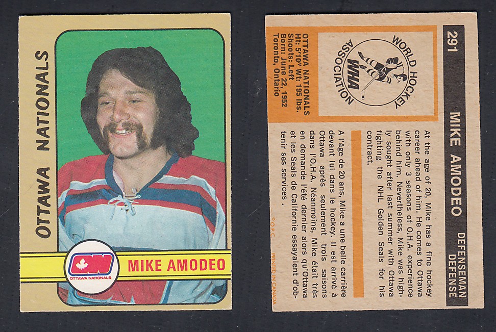 1972-73 O-PEE-CHEE HOCKEY CARD #291 M. AMODEO photo