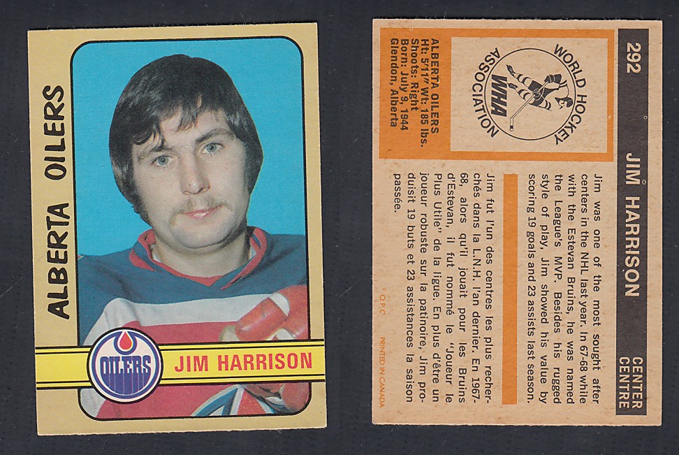 1972-73 O-PEE-CHEE HOCKEY CARD #292 J. HARRISON photo