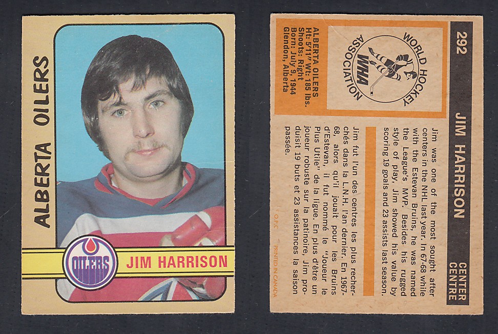 1972-73 O-PEE-CHEE HOCKEY CARD #292 J. HARRISON photo