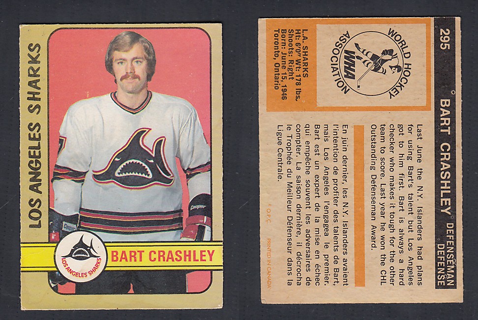 1972-73 O-PEE-CHEE HOCKEY CARD #295 B. CRASHLEY photo