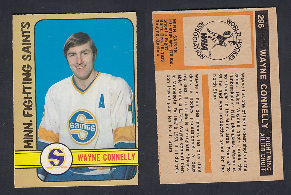 1972-73 O-PEE-CHEE HOCKEY CARD #296 W. CONNELLY photo