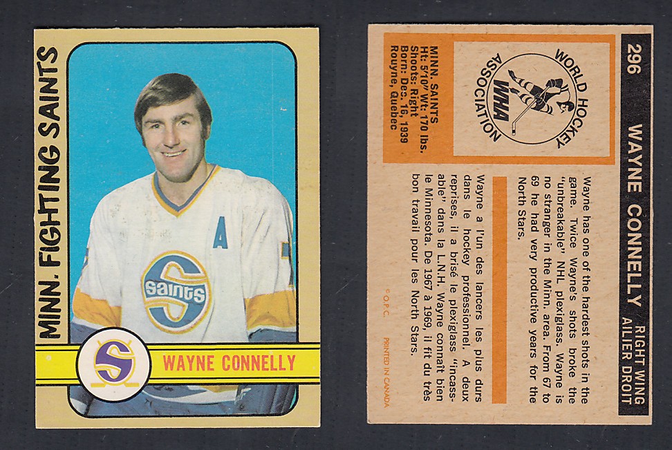 1972-73 O-PEE-CHEE HOCKEY CARD #296 W. CONNELLY photo