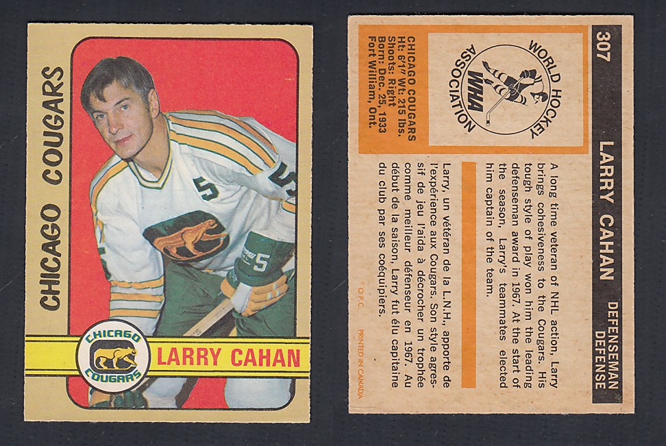 1972-73 O-PEE-CHEE HOCKEY CARD #307 L. CAHAN photo