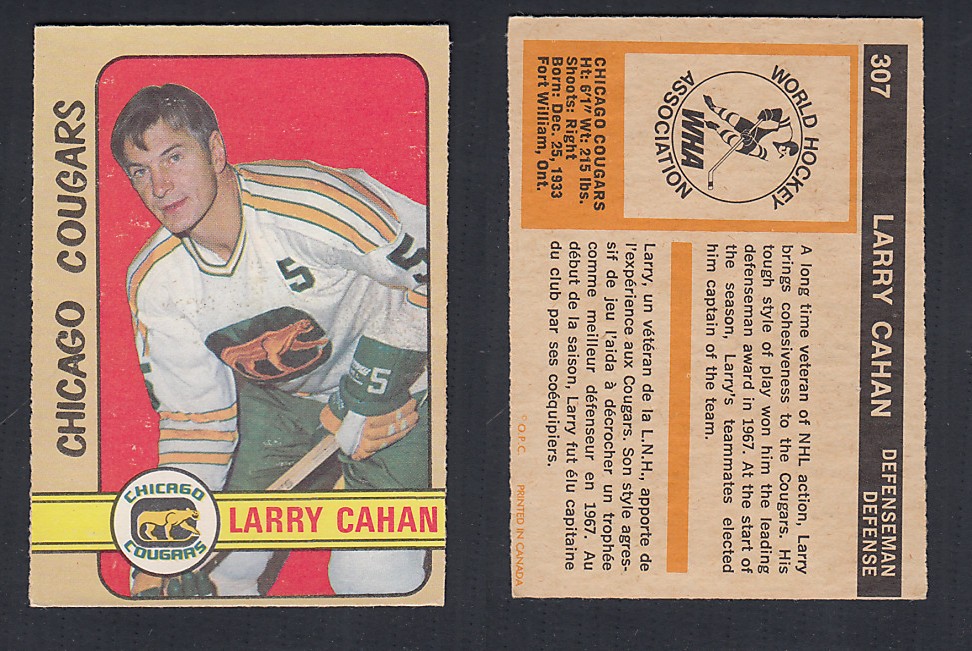 1972-73 O-PEE-CHEE HOCKEY CARD #307 L. CAHAN photo