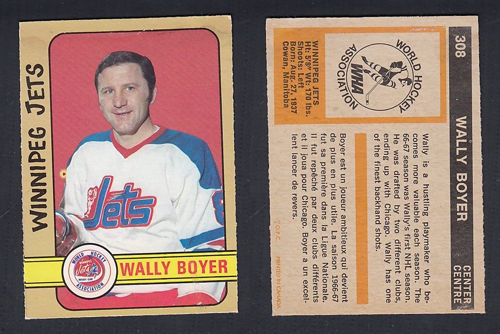 1972-73 O-PEE-CHEE HOCKEY CARD #308 W. BOYER photo