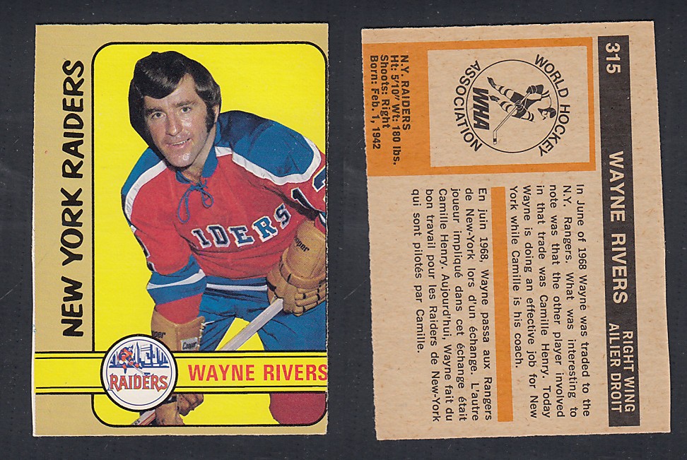 1972-73 O-PEE-CHEE HOCKEY CARD #315 W. RIVERS photo