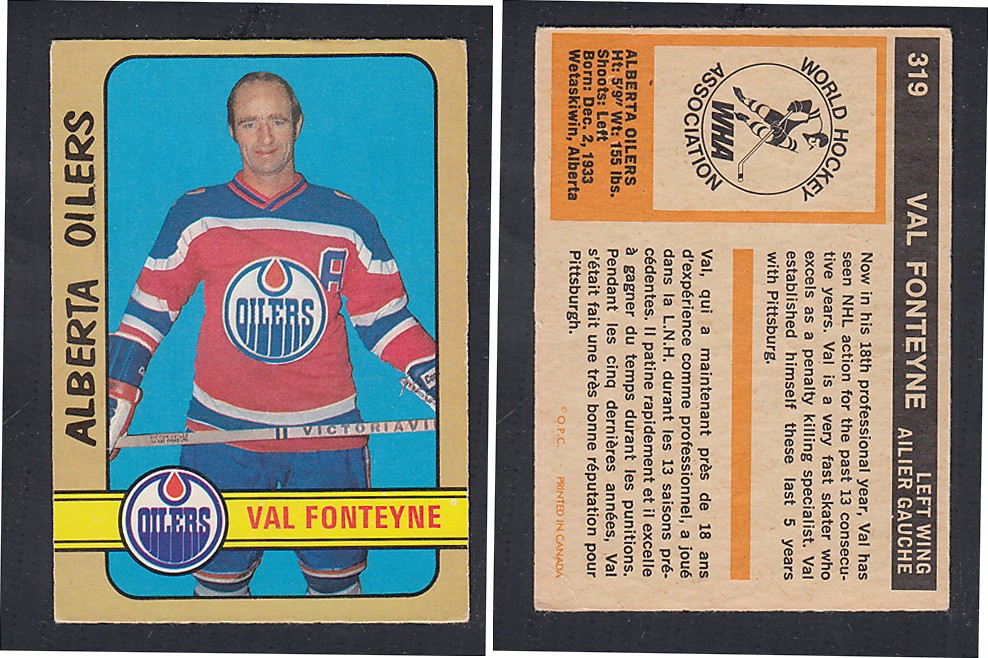 1972-73 O-PEE-CHEE HOCKEY CARD #319 V. FONTEYNE photo