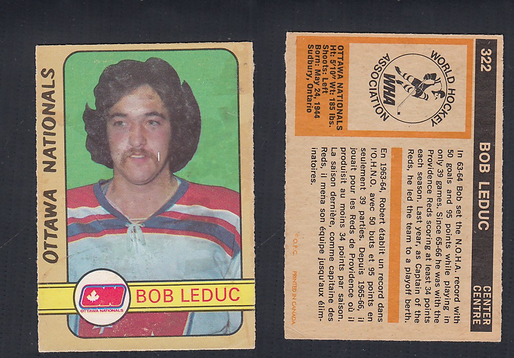 1972-73 O-PEE-CHEE HOCKEY CARD #322 B. LEDUC photo