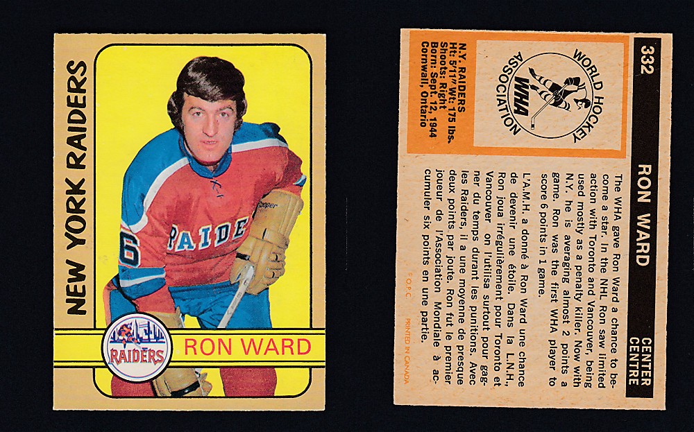 1972-73 O-PEE-CHEE HOCKEY CARD #332 R. WARD photo