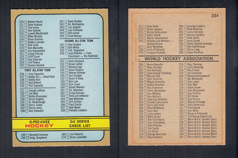 1972-73 O-PEE-CHEE HOCKEY CARD #334 photo