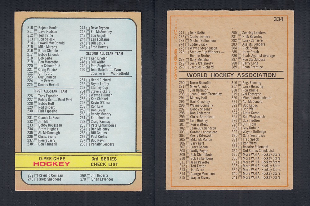 1972-73 O-PEE-CHEE HOCKEY CARD #334 photo