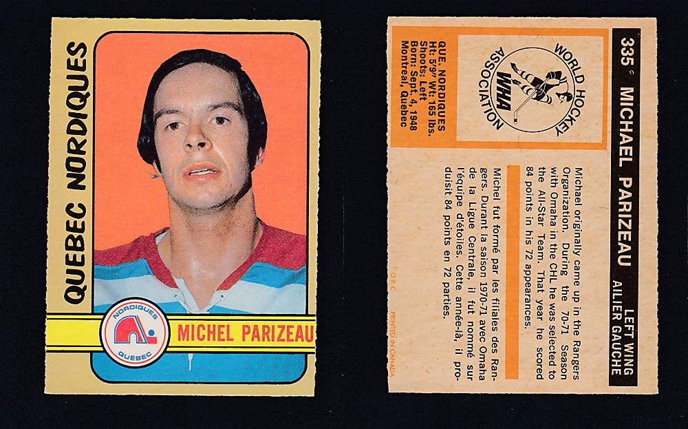 1972-73 O-PEE-CHEE HOCKEY CARD #335 M. PARIZEAU photo