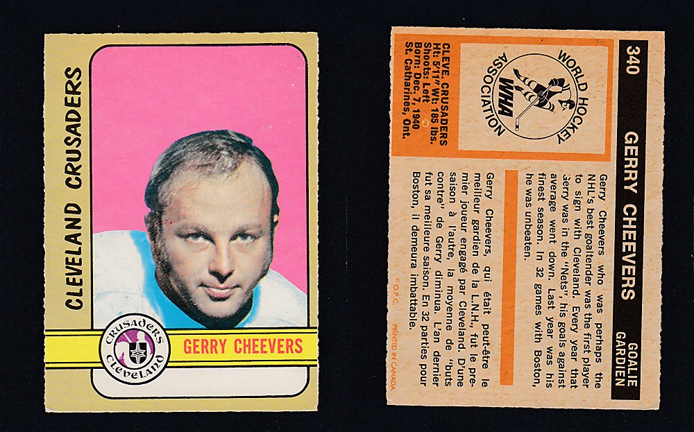 1972-73 O-PEE-CHEE HOCKEY CARD #340 G. CHEEVERS photo