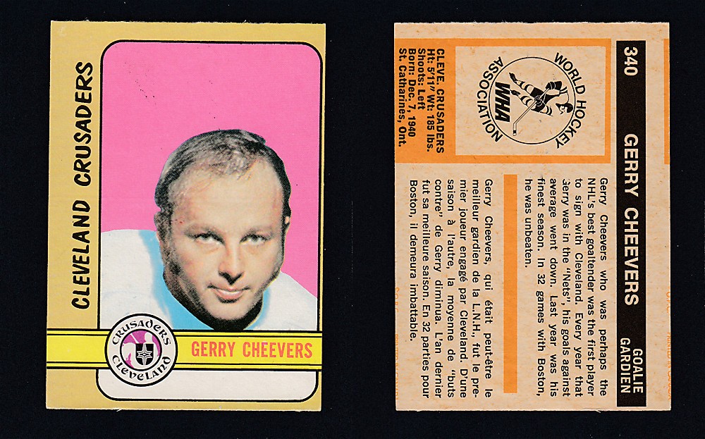 1972-73 O-PEE-CHEE HOCKEY CARD #340 G. CHEEVERS photo