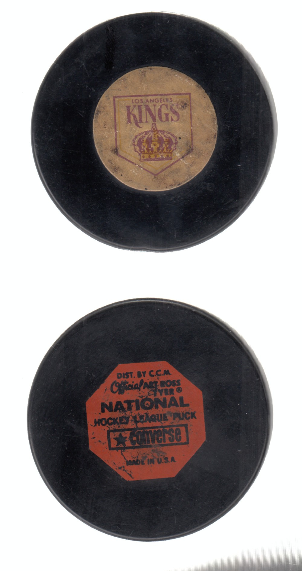 1970-77 CONVERSE LOS ANGELES KINGS GAME PUCK photo
