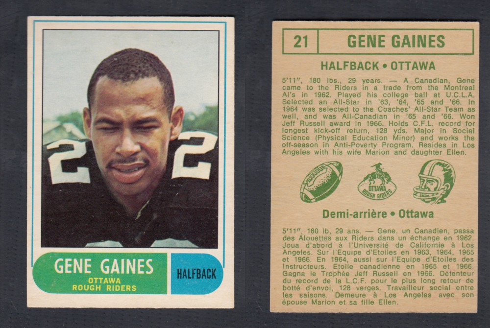 1968 CFL O-PEE-CHEE FOOTBALL CARD #21 G. GAINES photo
