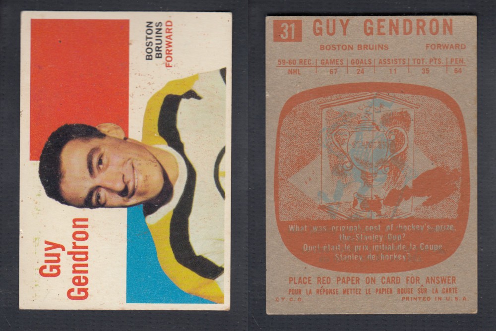 1960-61 TOPPS HOCKEY CARD #31 G. GENDRON photo