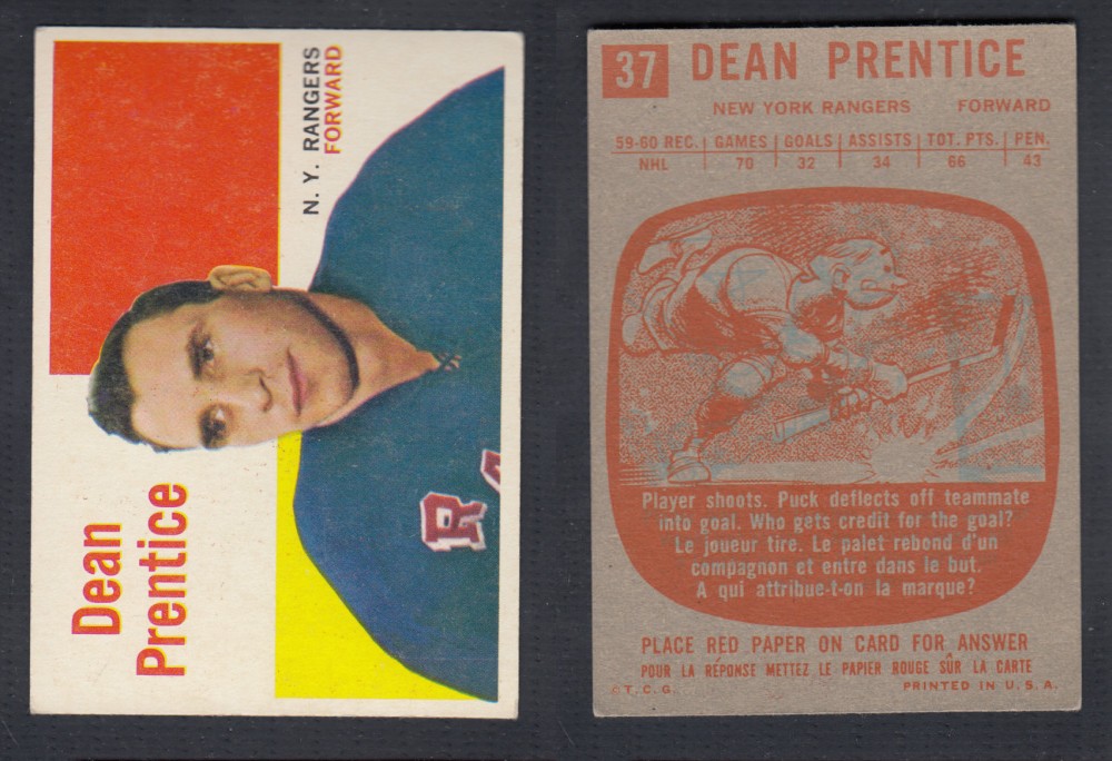 1960-61 TOPPS HOCKEY CARD #37 D. PRENTICE photo