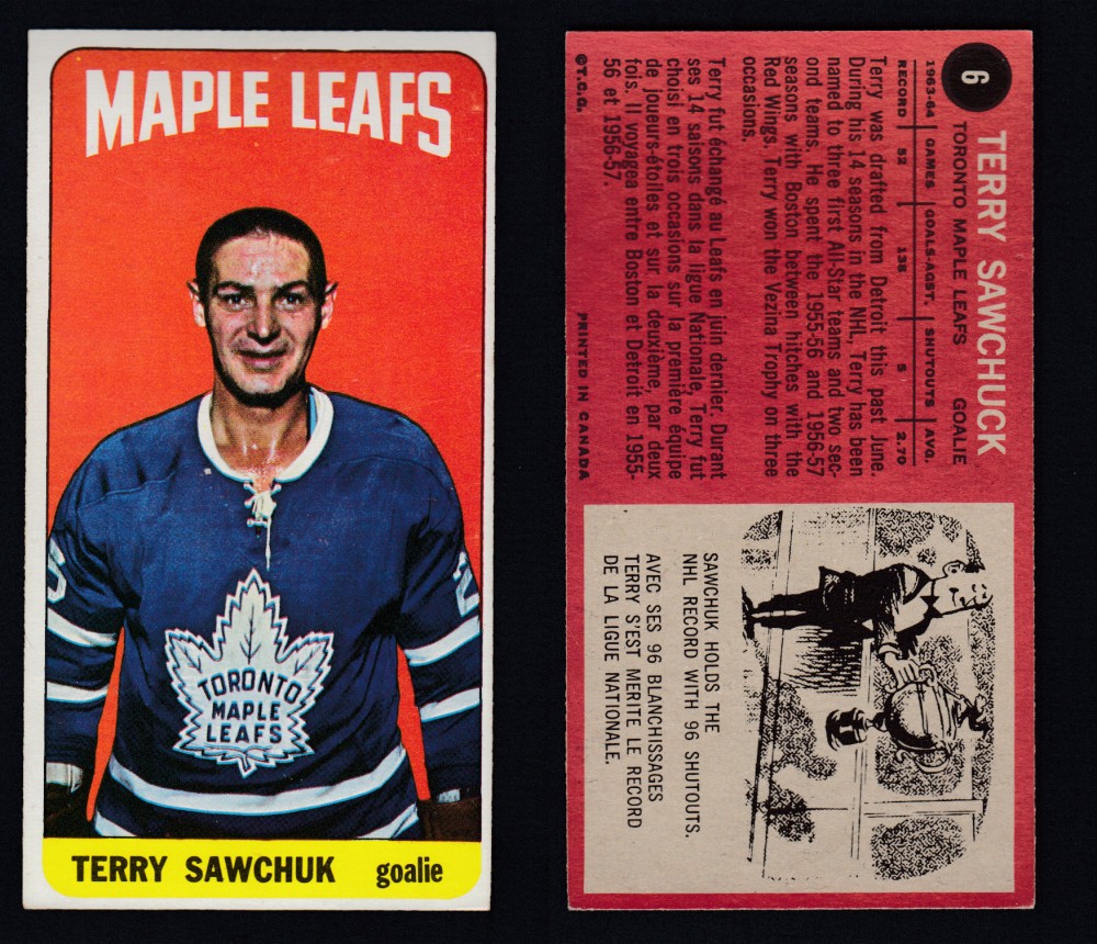 1964-65 TOPPS HOCKEY CARD #6 T. SAWCHUK photo