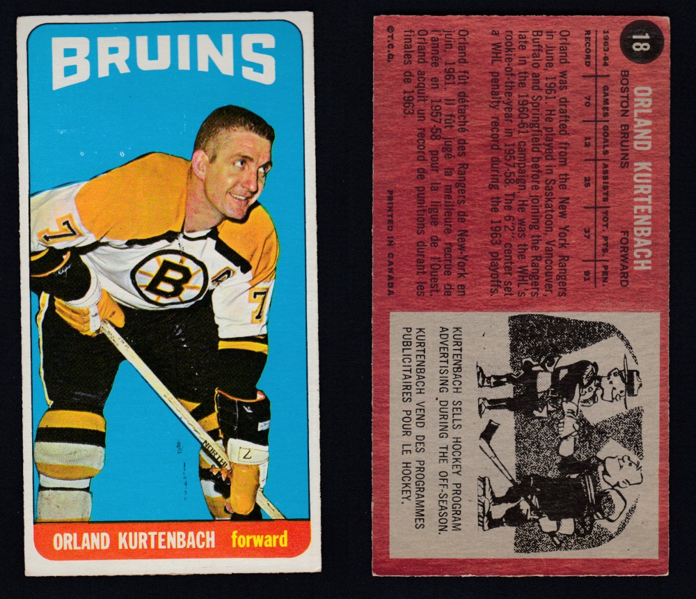 1964-65 TOPPS HOCKEY CARD #18 O. KURTENBACH photo