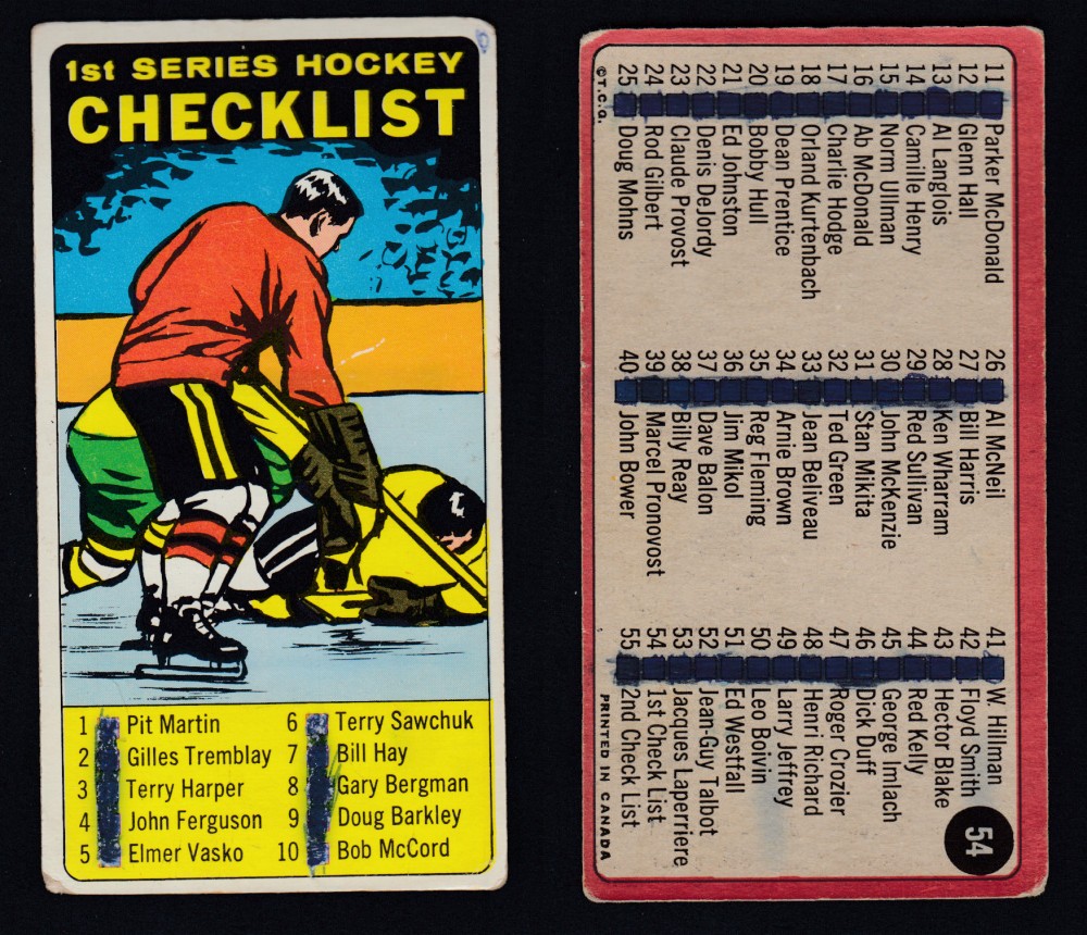 1964-65 TOPPS HOCKEY CARD #54 1ST SERIES HOCKEY CHECKLIST photo