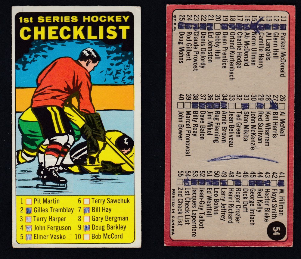 1964-65 TOPPS HOCKEY CARD #54 1ST SERIES HOCKEY CHECKLIST photo