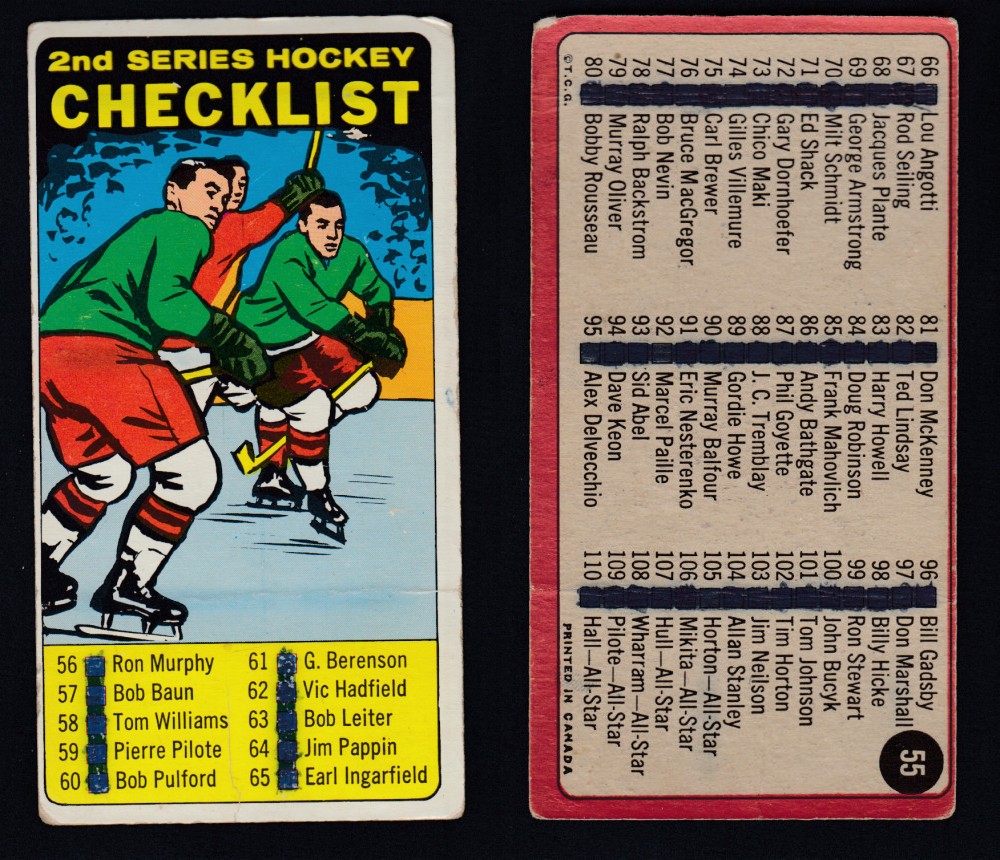 1964-65 TOPPS HOCKEY CARD #55 2ND SERIES HOCKEY CHECKLIST photo