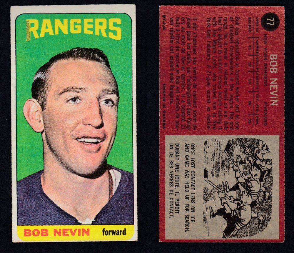 1964-65 TOPPS HOCKEY CARD #77 B. NEVIN photo