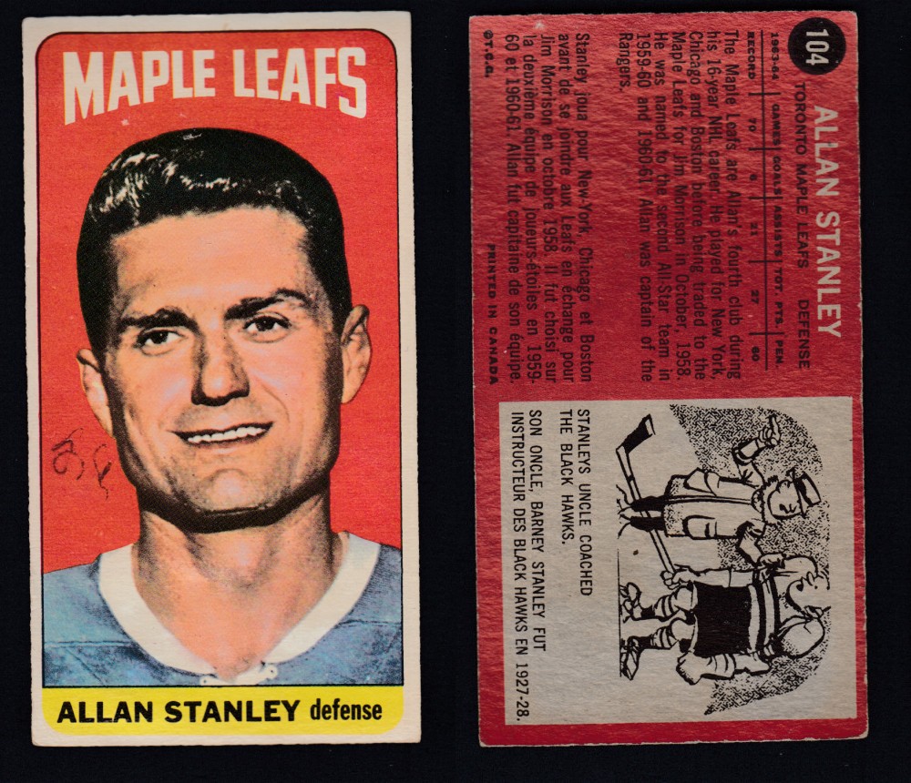 1964-65 TOPPS HOCKEY CARD #104 A. STANLEY photo