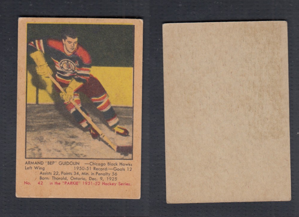 1951-52 PARKHURST HOCKEY CARD #42 A. GUIDOLIN photo