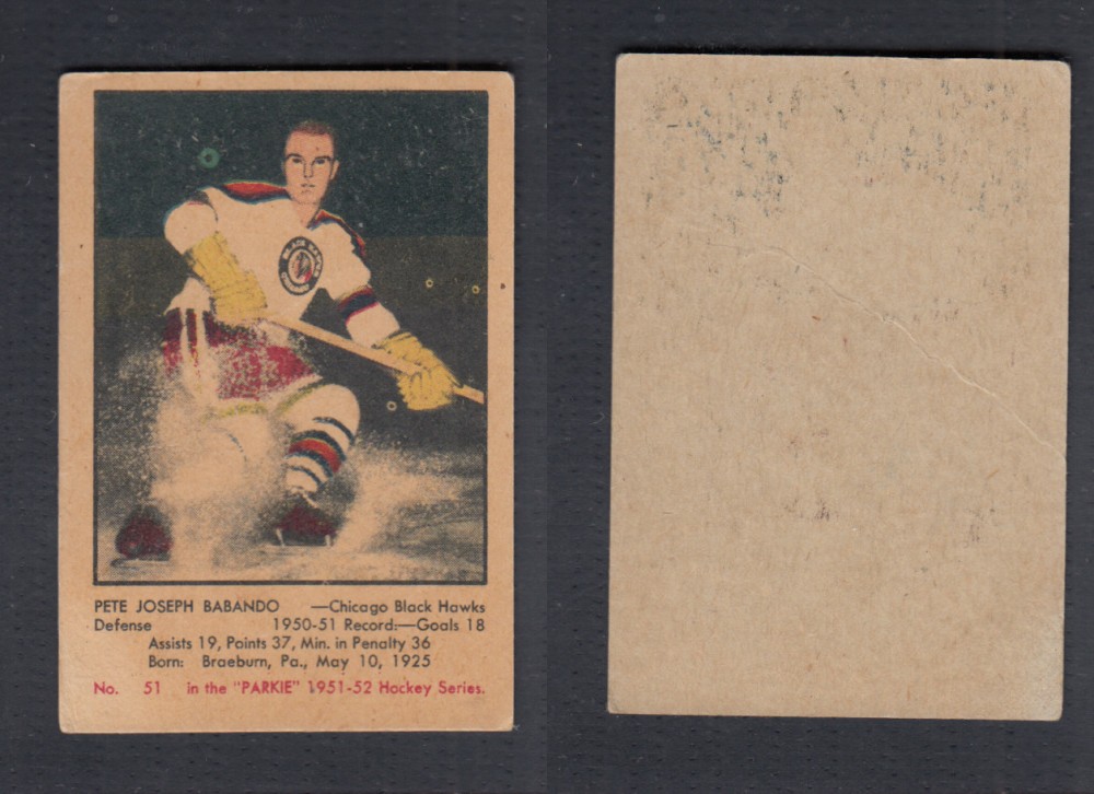 1951-52 PARKHURST HOCKEY CARD #51 P. BABANDO photo