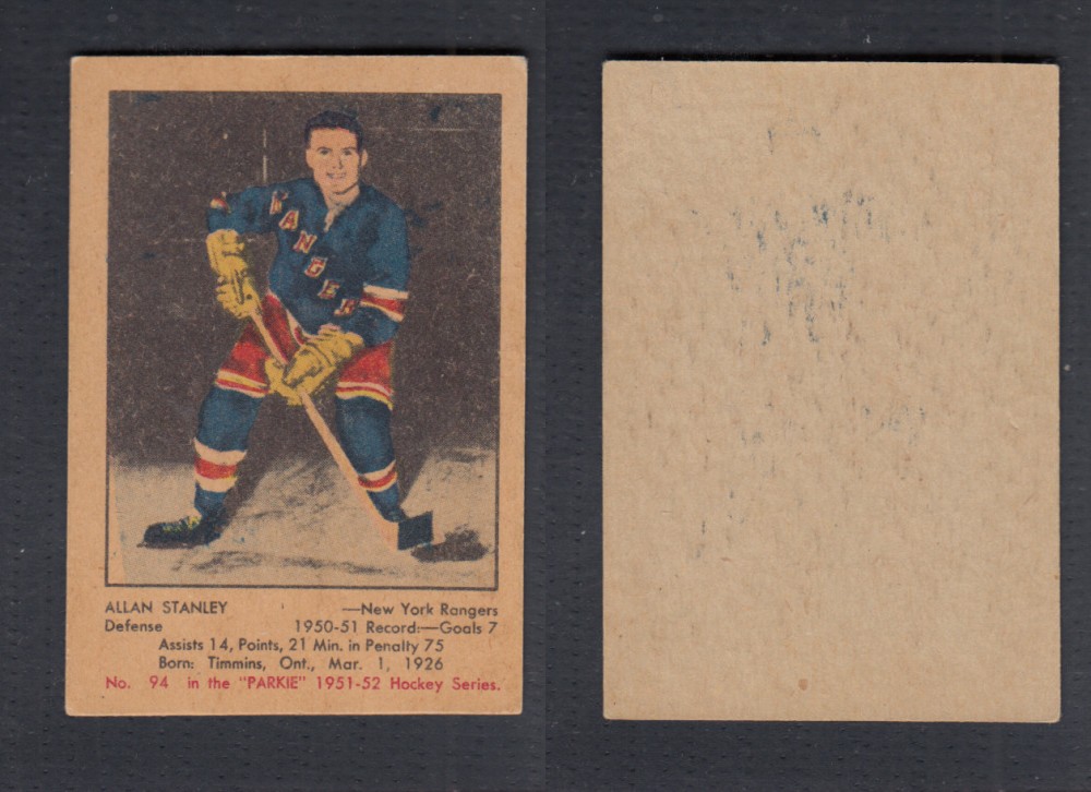 1951-52 PARKHURST HOCKEY CARD #94 A. STANLEY photo