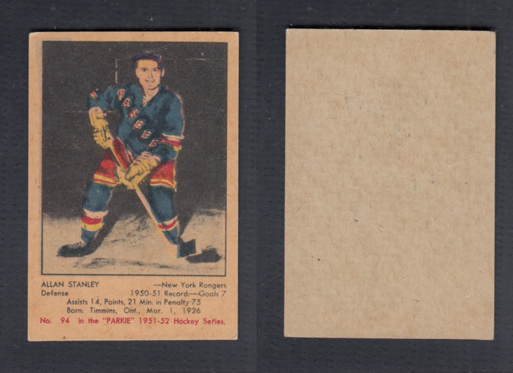 1951-52 PARKHURST HOCKEY CARD #94 A. STANLEY photo