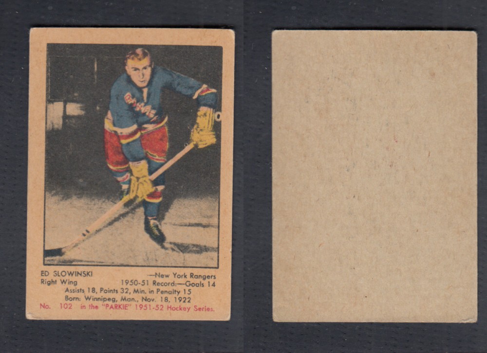 1951-52 PARKHURST HOCKEY CARD #102 E. SLOWINSKI photo