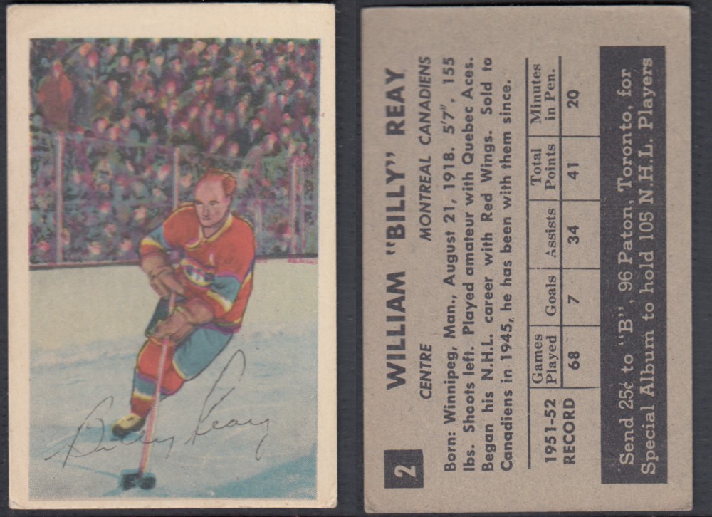 1952-53 PARKHURST HOCKEY CARD #2 B. REAY photo