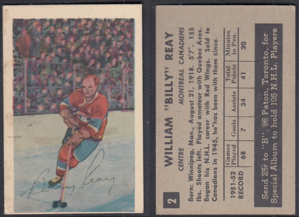 1952-53 PARKHURST HOCKEY CARD #2 B. REAY photo