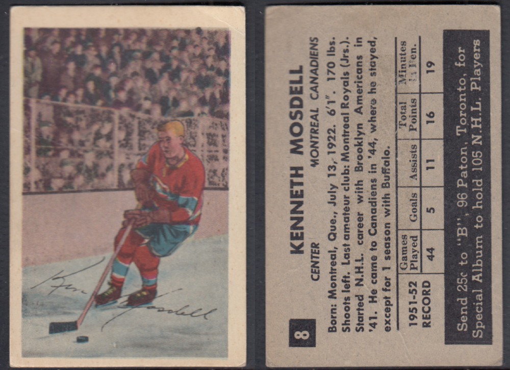 1952-53 PARKHURST HOCKEY CARD #8 K. MOSDELL photo