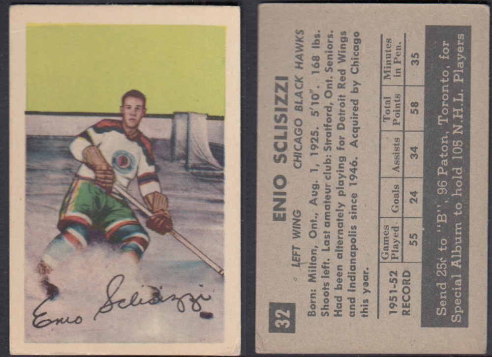 1952-53 PARKHURST HOCKEY CARD #32 E. SCLISIZZI photo